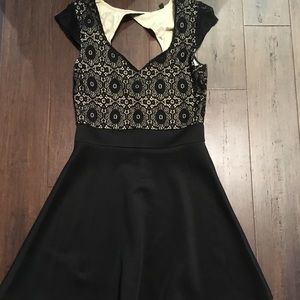 Partial Lace Black Homecoming Dress